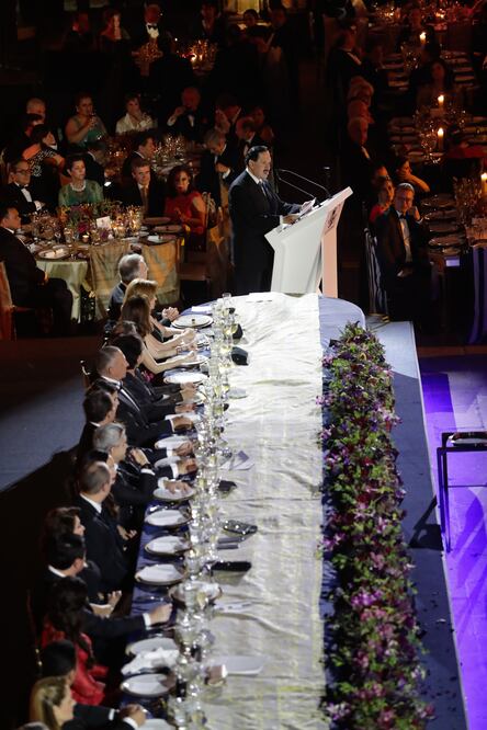 El Licenciado Juan Francisco Ealy Ortiz, presidente Ejecutivo y del Consejo De Administracion de EL UNIVERSAL durante su discurso en la cena de gala por los 100 Años de EL UNIVERSAL (IVAN STEPHENS)
