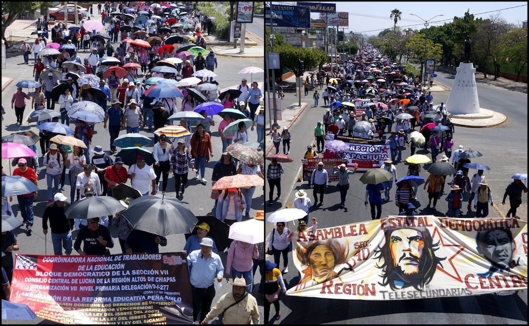 Maestros en Chiapas protestan contra Ley del ISSSTE. Foto: Óscar Gutiérrez / EL UNIVERSAL