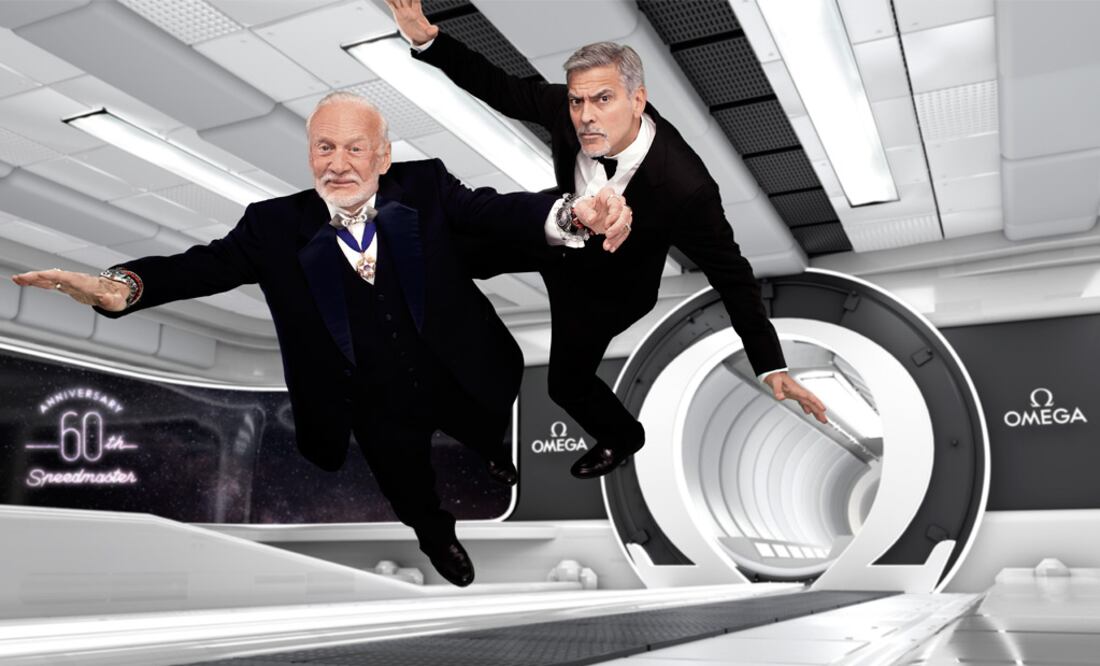 El astronauta Buzz Aldrin y el actor George Clooney son embajadores de Omega desde hace varios años. En 2017 esta marca celebra el 60 aniversario del cronógrafo Speedmaster que Aldrin usó en su viaje a la Luna a bordo del Apolo 11.