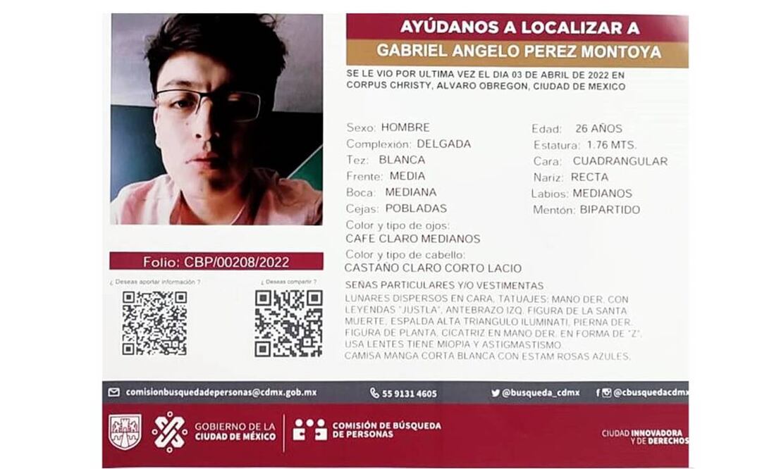 Boletín de Comisión de Búsqueda de Personas. Foto: Especial 