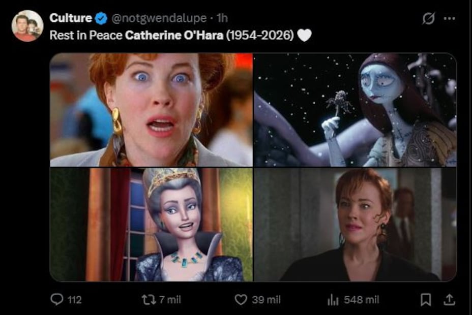 La estrella de Hollywood murió a los 71 años. Foto: Redes Sociales