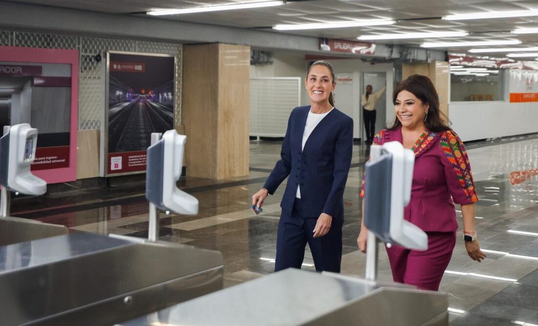 Claudia Sheinbaum y Clara Brugada inauguran la nueva Línea 1 del Metro (23/04/2025). Foto: Diego Simón / EL UNIVERSAL