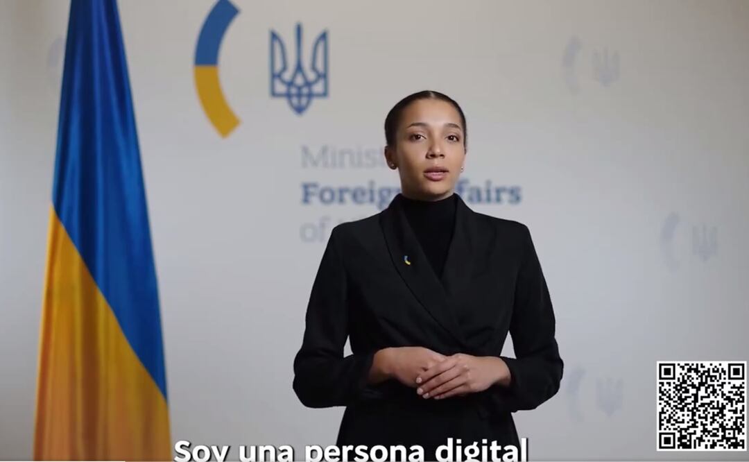 El avatar es llama Victoria Shi, nombre que evoca la "victoria" de su país en la guerra contra la invasión rusa y un apellido que significa "IA" en ucraniano. Foto: Tomada de Video