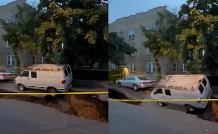 Captan en video momento en que una camioneta en NY es "tragada" por la tierra
