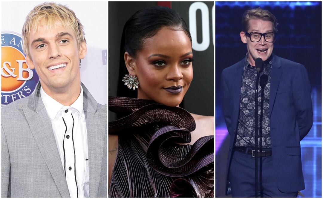 Aaron Carter, Rihanna y Macaulay Culkin. Fotos: Archivo El Universal