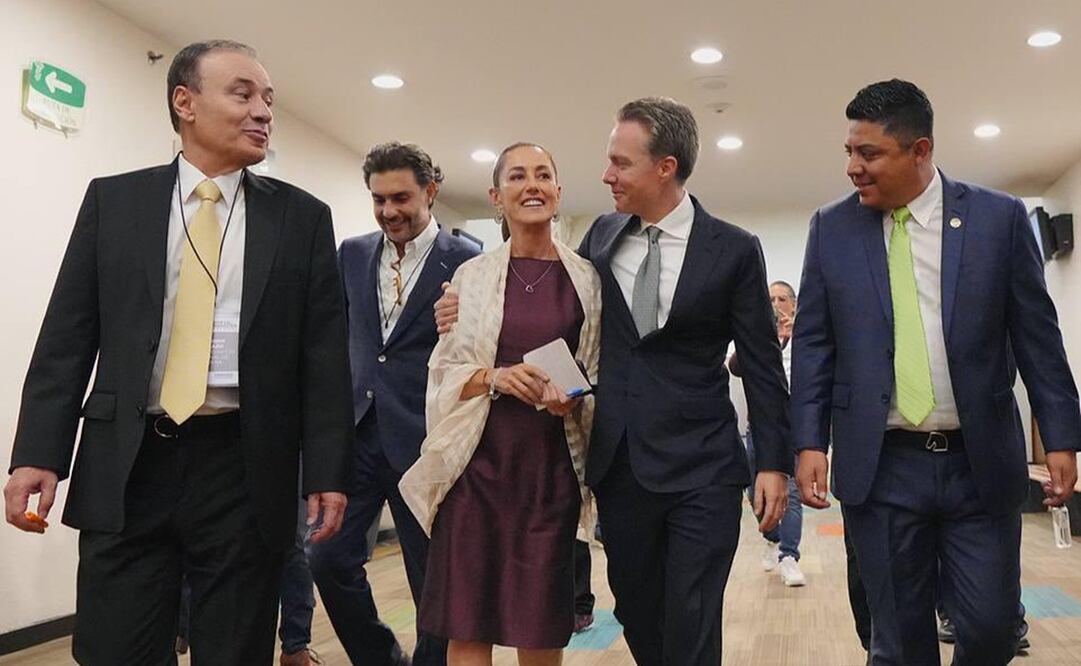 Claudia Sheinbaum llega al WTC. Foto: Twitter @IrvingPineda