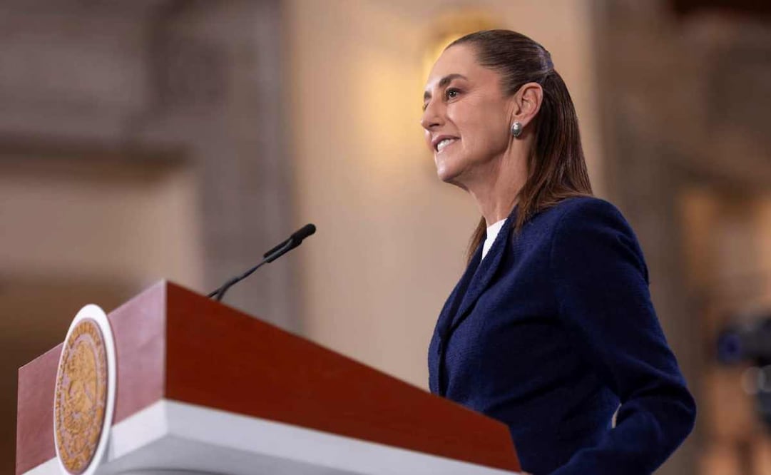 Claudia Sheinbaum en su conferencia matutina del 15 de diciembre de 2025. Foto: Presidencia