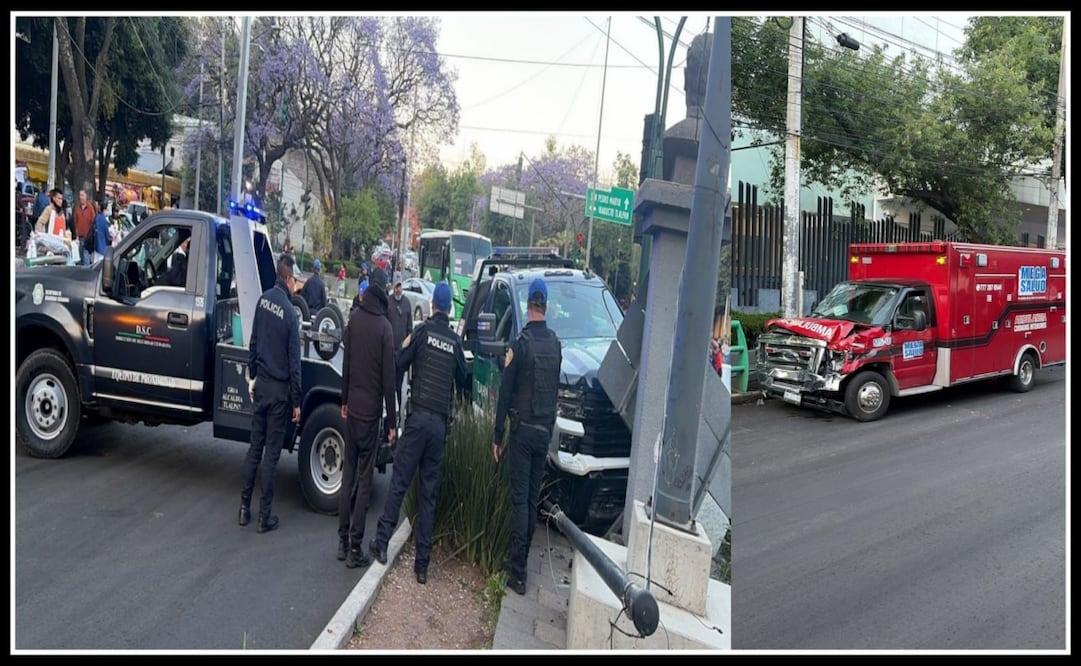 Choque entre patrulla y ambulancia en Tlalpan. Foto: Especial