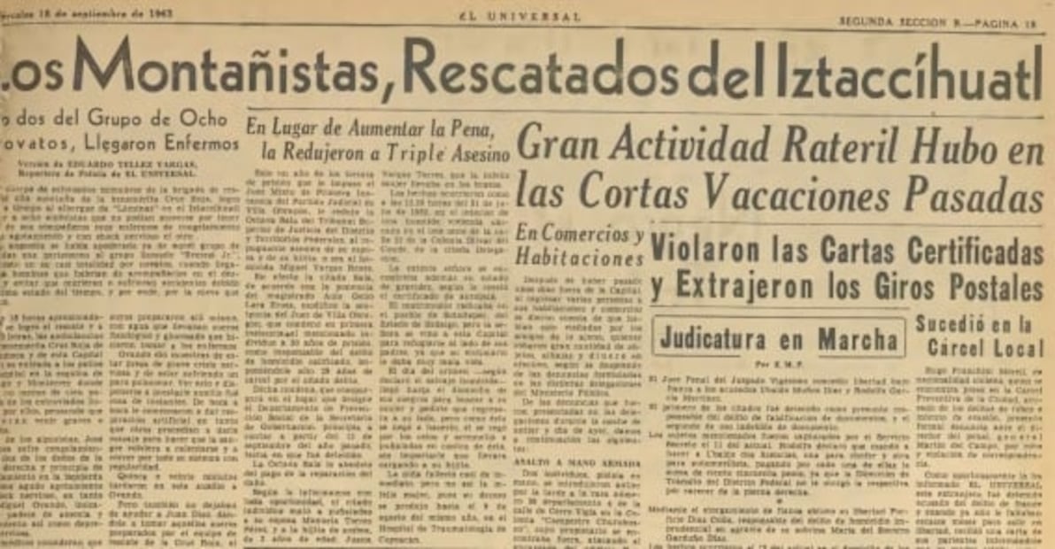 Los ocho alpinistas rescatados en el Iztaccíhuatl en 1963