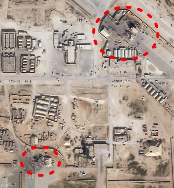 Muestran imágenes por satélite daños en base de EU atacada por Irán en Irak