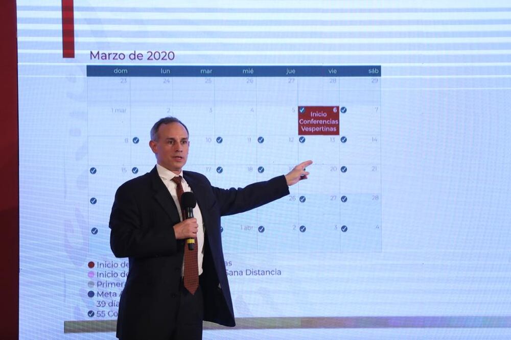 Hugo López-Gatell, en la conferencia de esta tarde desde Palacio Nacional. FOTO: Valente Rosas/EL UNIVERSAL