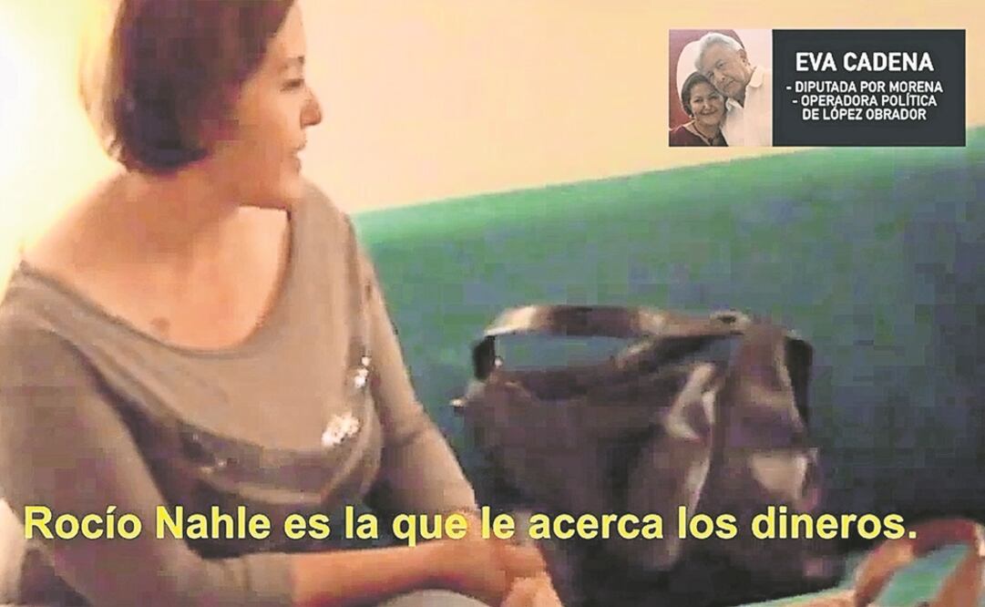 En el video se ve a Eva Cadena platicando con una mujer, presumiblemente la que apareció en el primer material, quien comenta que sus “amigos” quieren apoyar a que López Obrador sea Presidente y que tienen 5 mdp más para su campaña. FOTO: TOMADA DE VIDEO