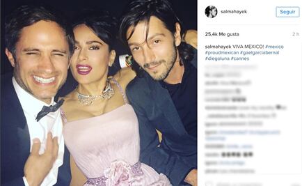 Salma, Diego y Gael, reunión de mexicanos en Cannes