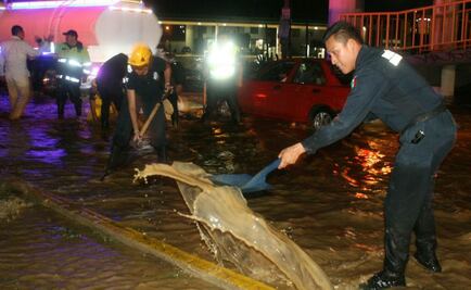 Fuerte lluvia anega casas y vialidades en Oaxaca