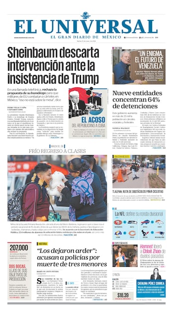 Portada impresa del 13 de enero de 2026