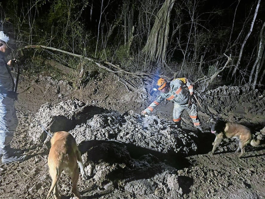 En las labores de rescate al interior y exterior de la mina son empleados 4 perritos entrenados en búsquedas. Foto: Especial