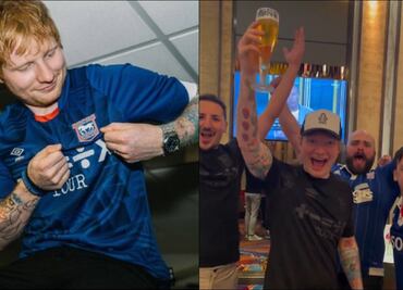 VIDEO: Ed Sheeran festejó el ascenso del Ipswich Town a la Premier League bebiendo cerveza