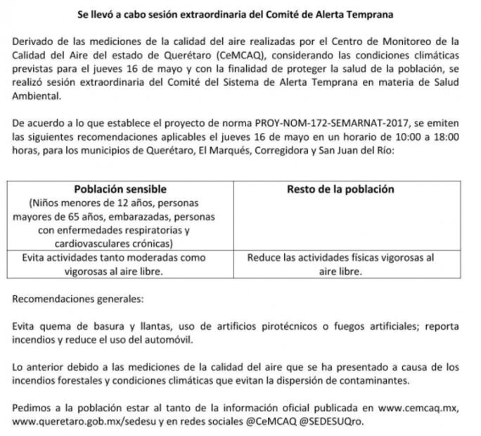 Querétaro también en contingencia