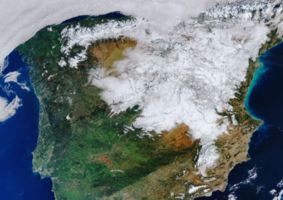Una gran capa de nueve cubrió España el fin de semana pasado. / Foto: esa.int