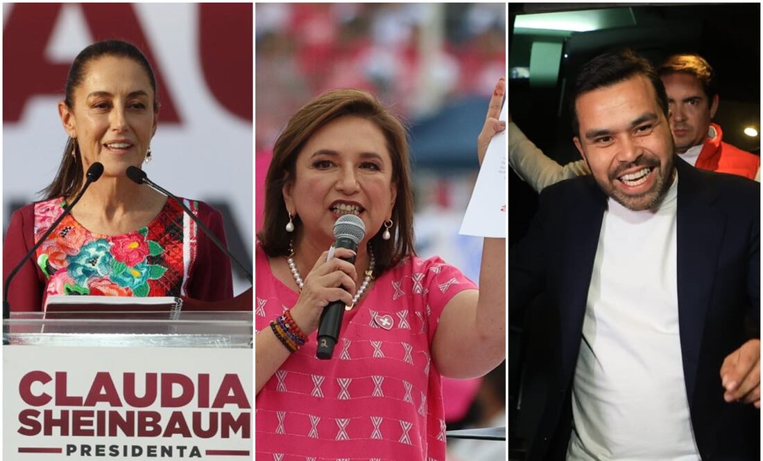 Claudia Sheinbaum, Xóchitl Gálvez y Jorge Álvarez Máynez. Foto: Diego Simón/Berenice Fregoso/Gabriel Pano/ EL UNIVERSAL