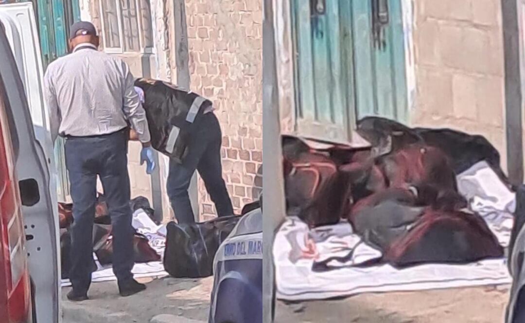 Personal de la corporación mexiquense llegó a la colonia y se llevó las mochilas para iniciar la investigación. Foto: Especial