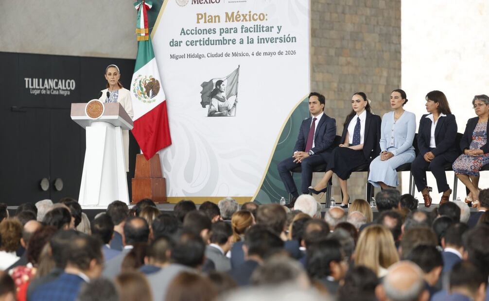 La presidenta Claudia Sheinbaum encabezó el Plan México: Acciones para facilitar y dar certidumbre a la inversión, en el Museo Nacional de Antropología (04/05/2026). Foto: Diego Simón Sánchez/ EL UNIVERSAL