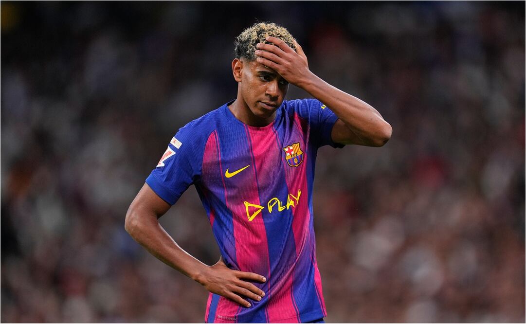 Lamine Yamal se lamenta durante un encuentro con el Barcelona. FOTO: AP