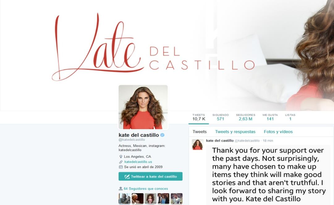 Imagen tomada de la cuenta de Twitter de Kate del Castillo