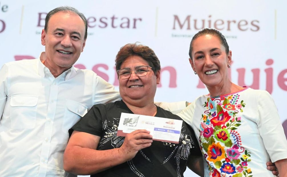 Claudia Sheinbaum durante la Entrega de Pensiones Mujeres Bienestar en Ciudad Obregón (10/05/2026). Foto: Presidencia