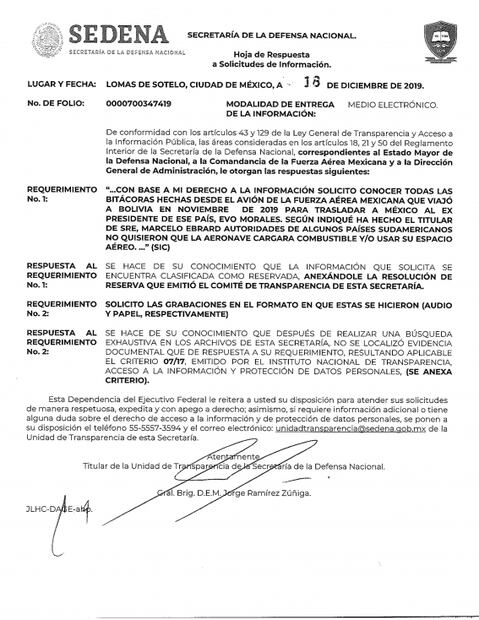 Reservan por 5 años vuelo de Evo Morales a México