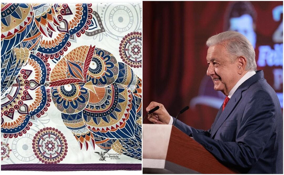 AMLO reacciona a venta de mascadas Pineda Covalin en tienda virtual de la Corte. Foto: Presidencia - SCJN