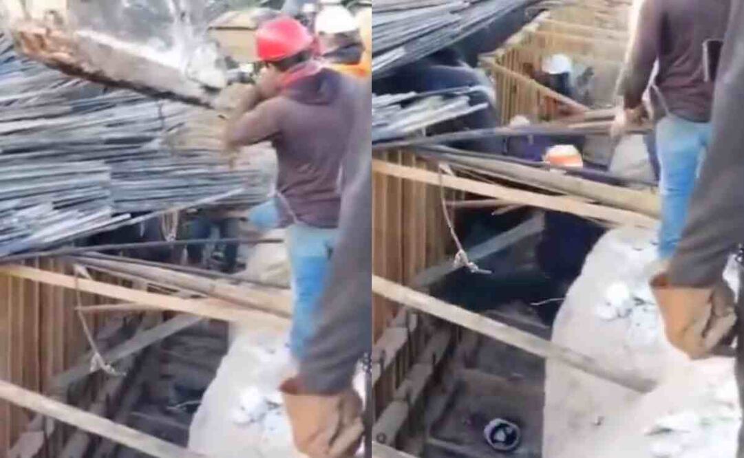 Rescate de trabajadores tras colapso de muro de contención del Tren Maya. Foto: Captura de video