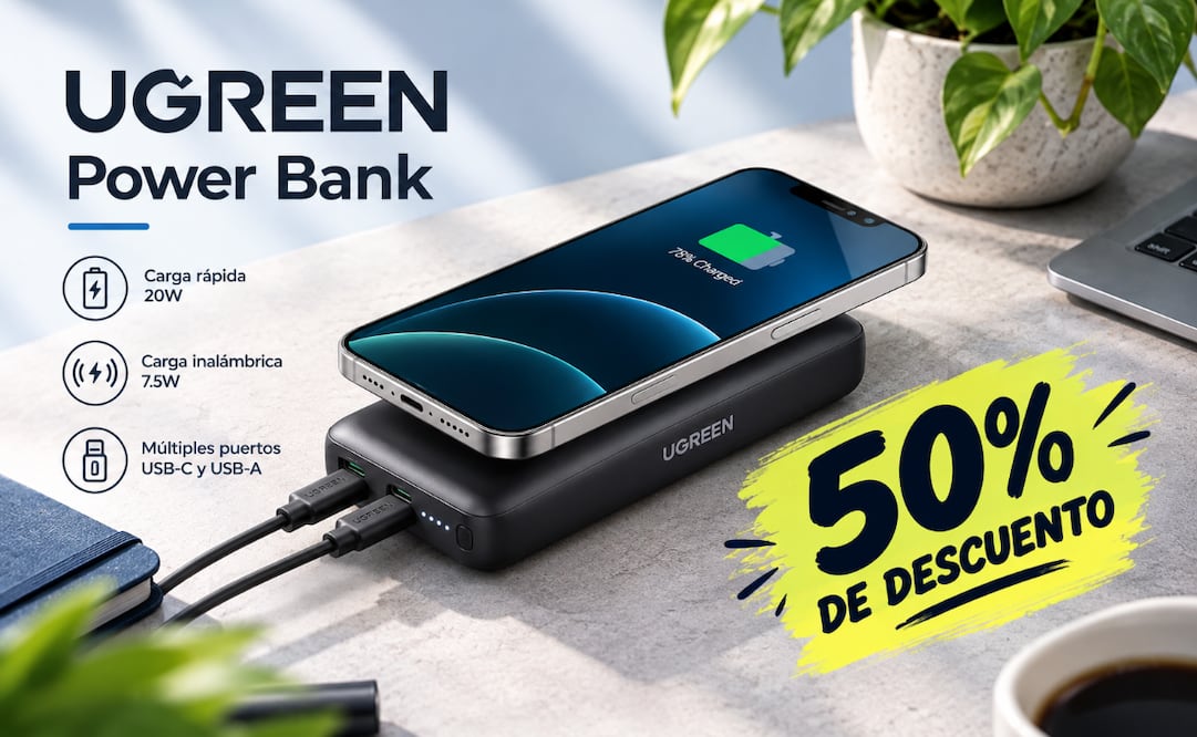UGREEN - Power Bank Inalámbrico de 20W en Amazon | Foto: modificada con IA (21/9/2026)