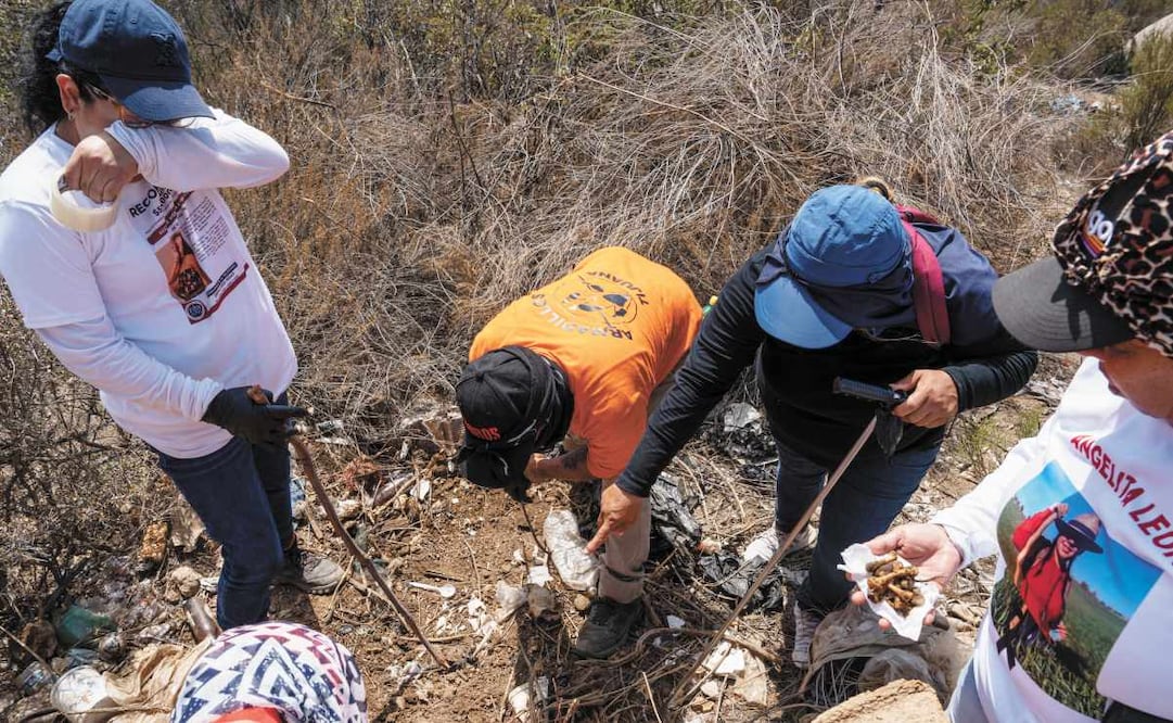La desaparición de tres menores de edad en Tecate y el hallazgo de sus cuerpos cerca de la carretera de acceso al municipio. Colectivos de búsqueda regresan y descubren restos de los cuerpos de estos jóvenes abandonados por periciales de la Fiscalía del Estado, así como el hallazgo de otro cuerpo el que suponen podría ser de otro joven menor de edad. Foto: AIMEE MELO/EL UNIVERSAL