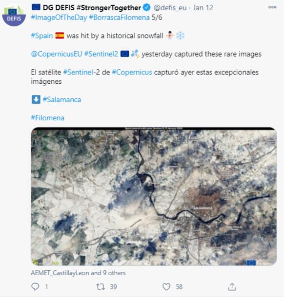 Así se vio la histórica nevada en España desde el espacio