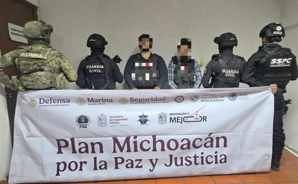 Fuerzas estatales y federales, detienen a dos integrantes del CJNG en Morelia (08/01/2026). Foto: Especial