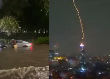 Captan impresionante rayo en la Torre Latinoamericana; videos de inundaciones en CDMX se viralizan