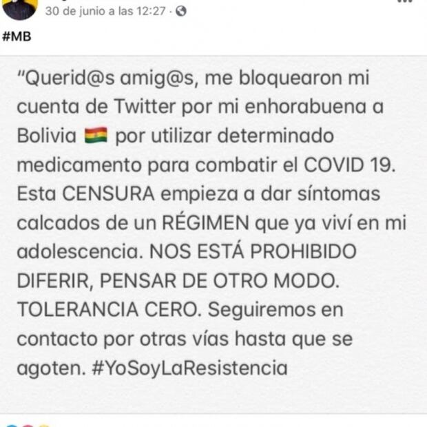 Miguel Bosé acusa a Twitter de censurarlo por difundir información sobre Bolivia