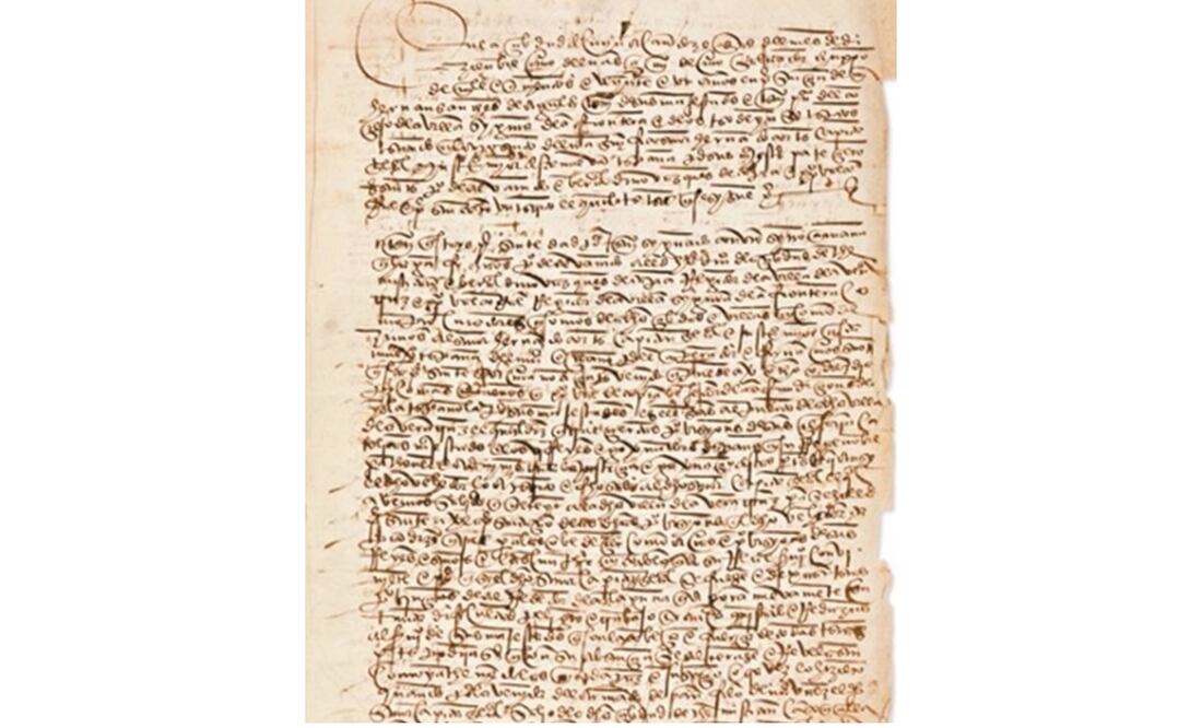 Imagen del documento sobre Hernán Cortés, sustraído del AGN, que iba a ser subastado. Foto: Especial