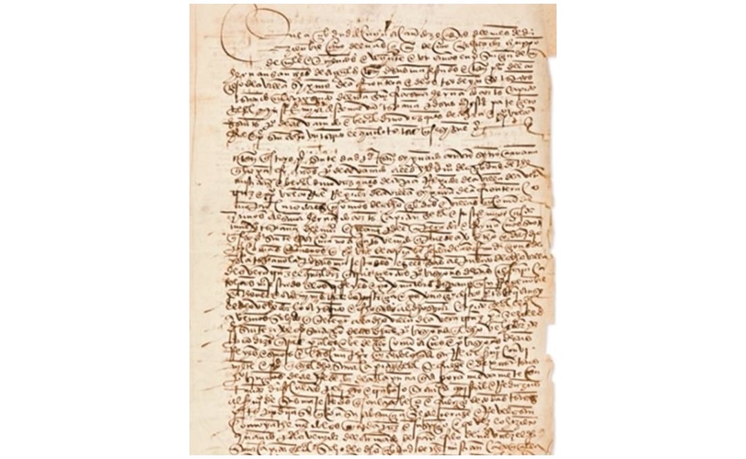 Imagen del documento sobre Hernán Cortés, sustraído del AGN, que iba a ser subastado. Foto: Especial