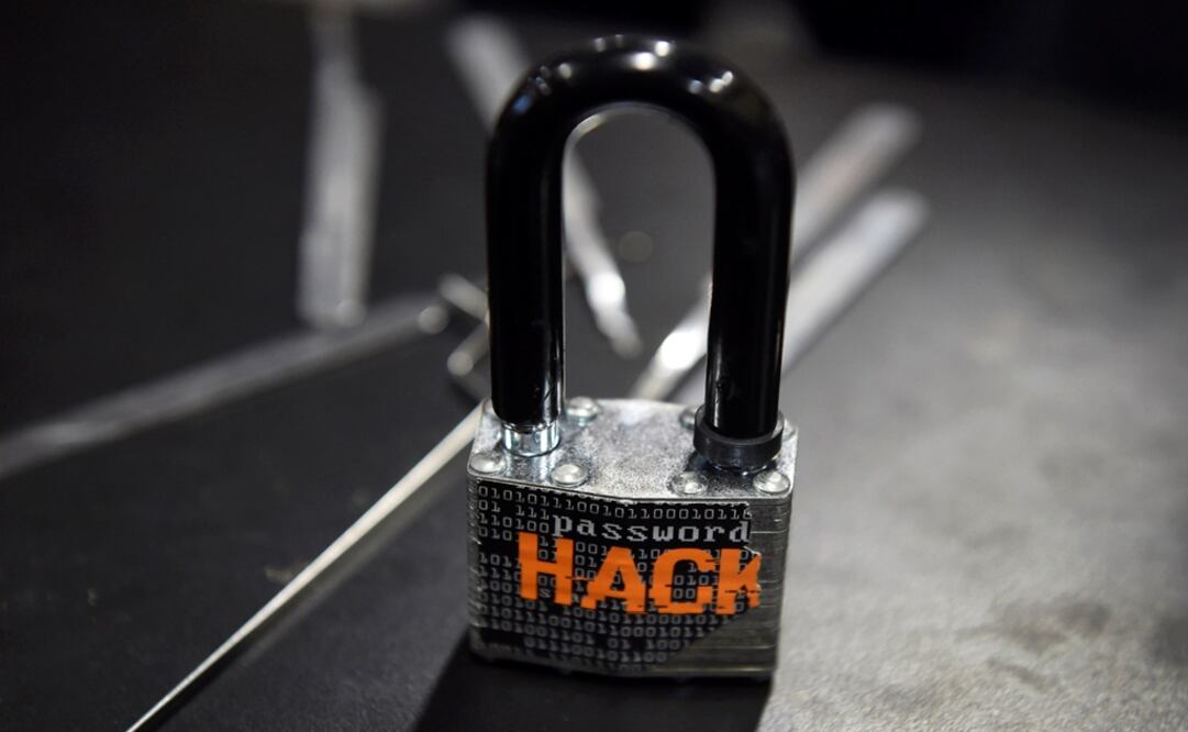 A padlock is displayed at the Alert Logic booth  - Photo: David Becker/REUTERS