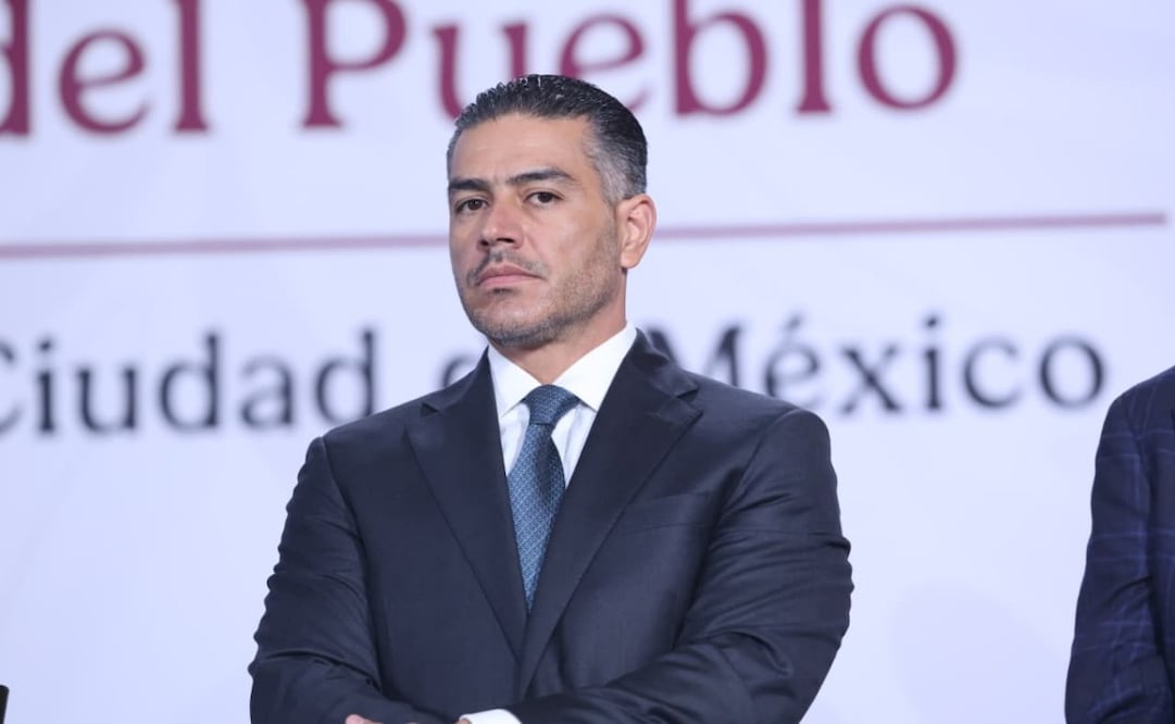 El secretario de Seguridad, Omar García Harfuch, en la “Mañanera del Pueblo” del 7 de julio de 2026 en Palacio Nacional. Foto: Luis Camacho/ EL UNIVERSAL