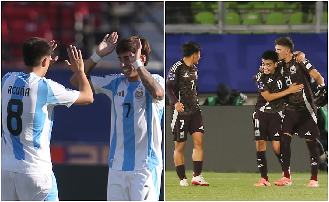 Jugadores de Argentina y México Sub-20 Foto: EFE