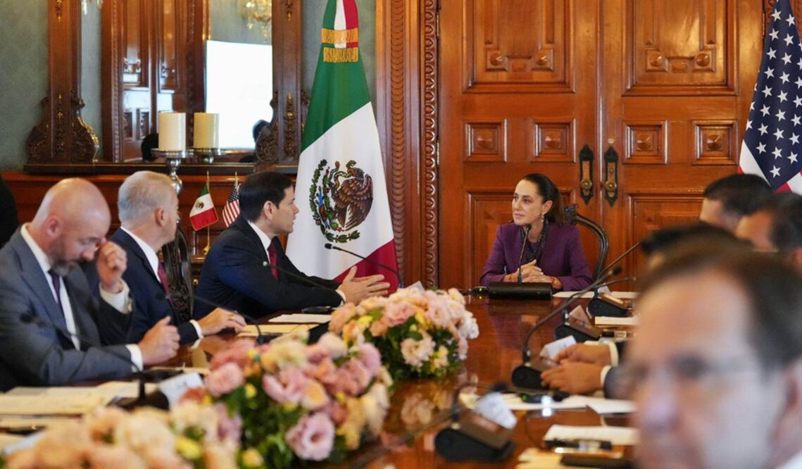 La presidenta Claudia Sheinbaum recibió al secretario de Estado de los Estados Unidos, Marco Rubio, en Palacio Nacional, el 3 de septiembre d e2025. Foto: especial