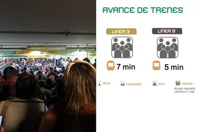 ¿Qué pasa en el Metro CDMX? Reportan máxima afluencia en las Líneas 3 y 9 este martes  