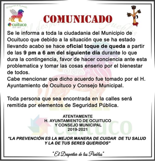 Establecen toque de queda en municipio de Morelos por Covid-19