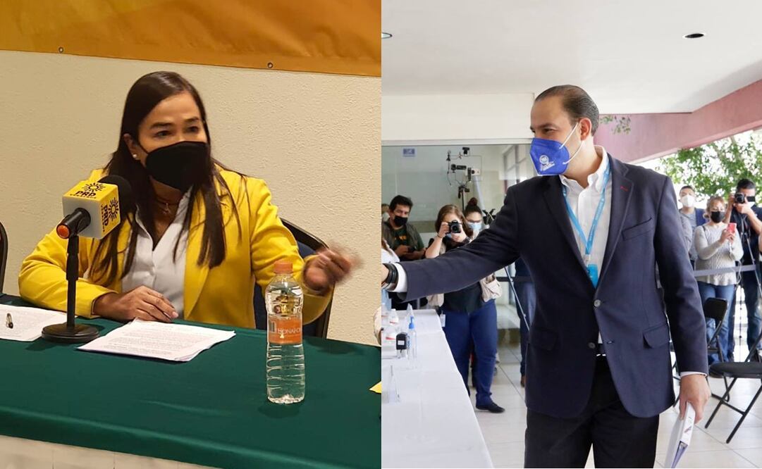 Verónica Juárez Piña del PRD y el dirigente nacional del PAN, Marko Cortés. Foto: Especial