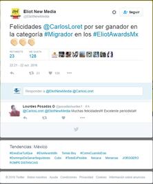 Loret de Mola gana premio Eliot Mx