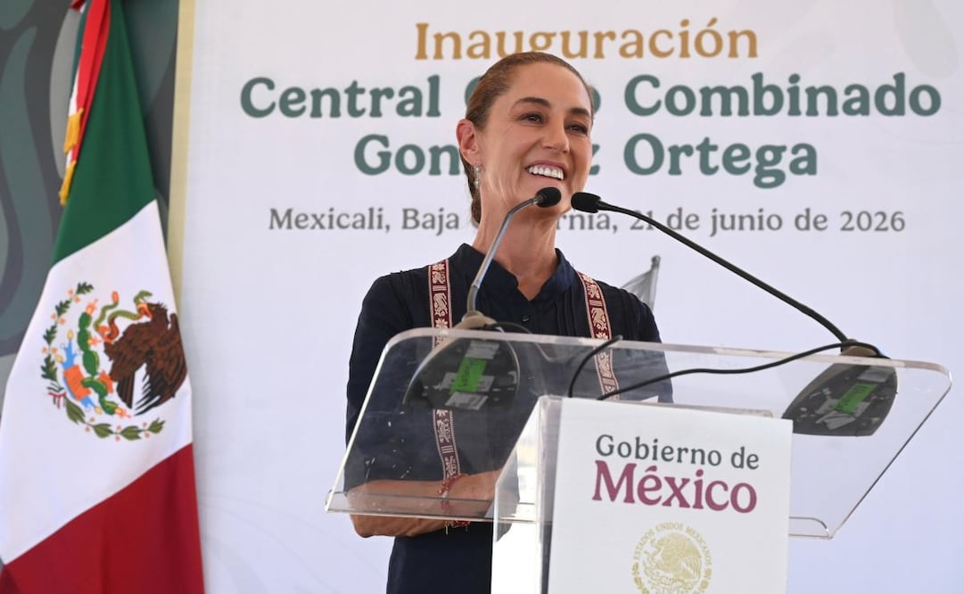 Claudia Sheinbaum durante la inauguración de la Central de Ciclo Combinado González Ortega en Baja California (21/06/2026). Foto: Especial