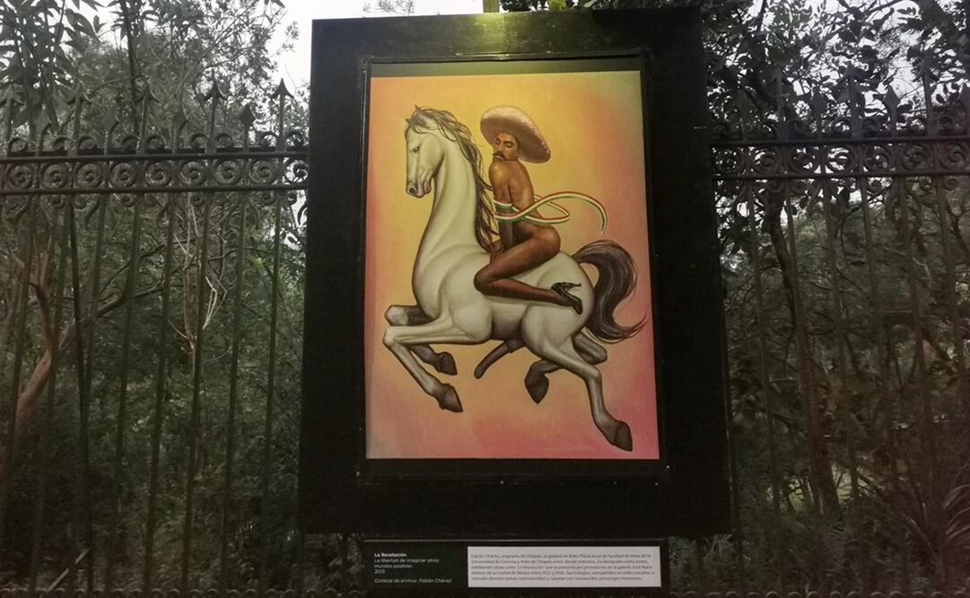 La Revolución, de Fabián Cháirez, se expone en las rejas de Chapultepec. Foto: Eduardo Dina / EL UNIVERSAL